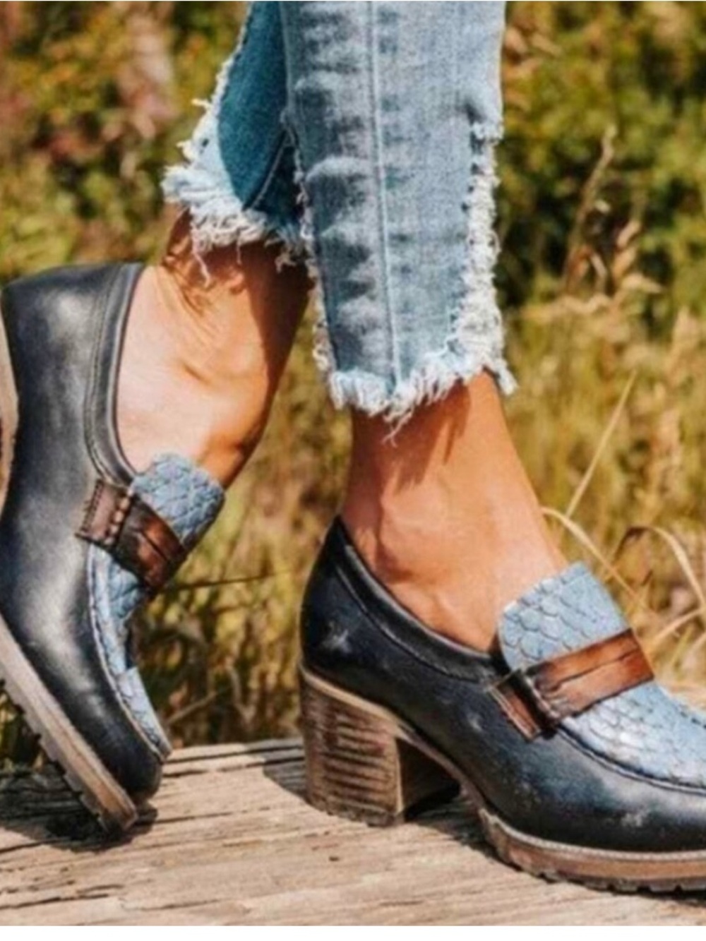 FREEBIRD Bristol Leather Stacked Heeled Loafer Lug Sole sz 8 handcrafted in MEX